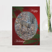 オジロ鹿シカのスパイクの木びき台の幸せな休日シリーズ シーズンカード (正面)