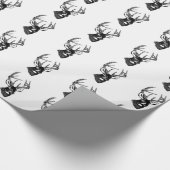 オジロ鹿シカのトロフィの木びき台の包装紙 ラッピングペーパー (角)