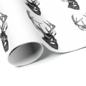 オジロ鹿シカのトロフィの木びき台の包装紙 ラッピングペーパー (ロールコーナー)