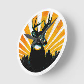 オジロ鹿シカの木びき台の狩りの柱時計 ラウンド壁時計 (傾斜)