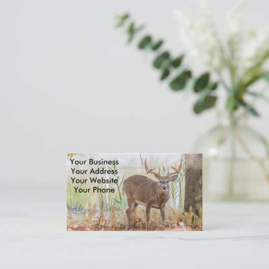 オジロ鹿シカの木びき台 名刺 (スタンド正面)