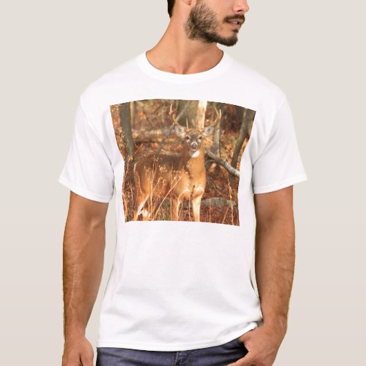 オジロ鹿シカの木びき台 Tシャツ (正面)