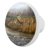 オジロ鹿シカの陶磁器のドアハンドルおよび引き セラミックノブ (右)