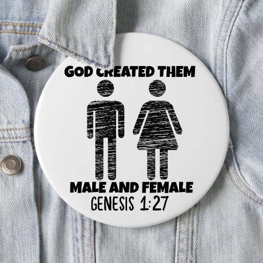 オスとメスの創世系クリスチャンの巨大なボタン 缶バッジ (インサイチュ)