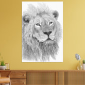 オスのアフリカライオンの鉛筆スケッチ キャンバスプリント (インサイチュ (リビング))