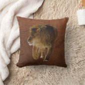 オスのアフリカライオン大きな猫&レザーフェイク クッション (ブランケット)