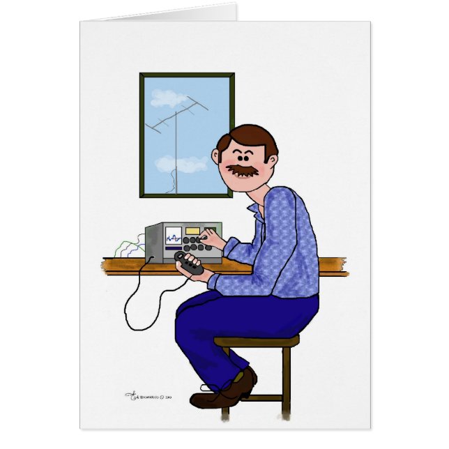 オスのアマチュア無線オペレータ-ブラウンの毛及び口ひげ (正面)