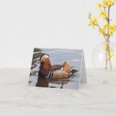 オスのオシドリNotecard カード (黄色い花)