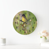 オスのゴールドフィンチは花に止まり ラージ壁時計 (ホーム)