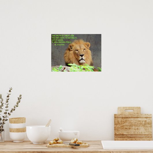 オスのライオンセントオーガスティン真実引用文 ポスター (キッチン)