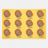 オスの七面鳥が尾を秋の羽で葉ファンイド ラッピングペーパーシート (正面3)