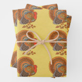 オスの七面鳥が尾を秋の羽で葉ファンイド ラッピングペーパーシート (インサイチュ)