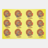 オスの七面鳥が尾を秋の羽で葉ファンイド ラッピングペーパーシート (正面3)