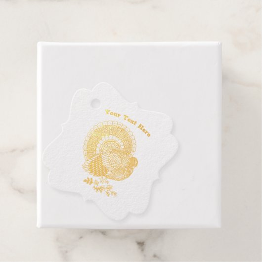 オスの七面鳥の尾の黄金の羽離れ飾 フェイバータグ (箱)