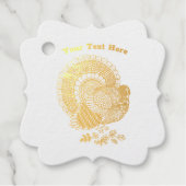 オスの七面鳥の尾の黄金の羽離れ飾 フェイバータグ (正面)