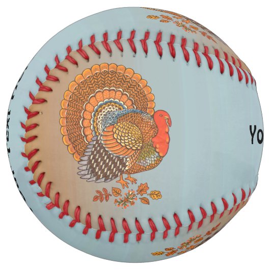 オスの七面鳥オレンジブラウンの羽の紅葉 ソフトボール (正面左)