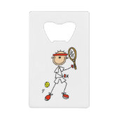オスの棒の姿のテニス選手 クレジットカード栓抜き (正面)