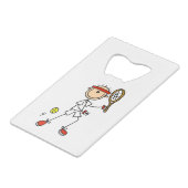 オスの棒の姿のテニス選手 クレジットカード栓抜き (裏面アングル)