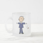 オスの棒の姿のナース-青 フロストグラスマグカップ (左)