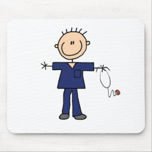 オスの棒の姿のナース-青 マウスパッド