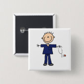 オスの棒の姿のナース-青 缶バッジ (正面&裏面)