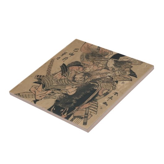 オスの武士を敗北させている強力なメスの武士 タイル (側面)