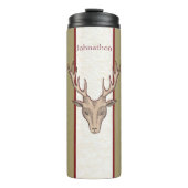 オスの茶色のトロフィーディアヘッド〔雄ジカの〕枝角赤縁ど色 タンブラー (正面)