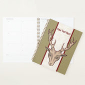 オスの茶色の鹿の頭部〔雄ジカの〕枝角エッチング顔ストライプ プランナー手帳 (ディスプレー)