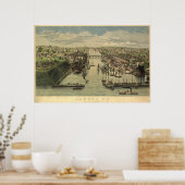 オスウェゴニューヨーク1855アンティークパノラママップ ポスター (キッチン)