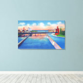 オスウェゴリバービューカナルロック&ハーバー キャンバスプリント (インサイチュ (ウッドフロア))