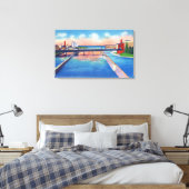 オスウェゴリバービューカナルロック&ハーバー キャンバスプリント (インサイチュ (寝室))