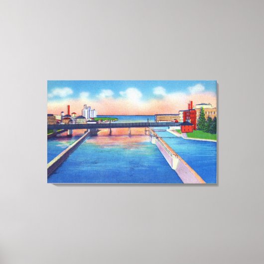 オスウェゴリバービューカナルロック&ハーバー キャンバスプリント (正面)