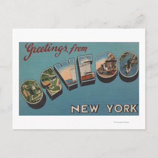 オスウェゴ（ニューヨーク州）- 大文字の風景 ポストカード (正面)