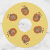 オスカラフルの七面鳥の扇形の尾の葉黄色 ワイングラスタグ (正面)