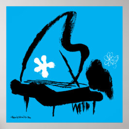 オスカーピーターソン図解入りの、写真付きのジャズヴィンテージ ポスター