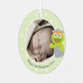 オスカー |ベビー初めてのクリスマス – 名前の追加 メタルオーナメント (正面左)