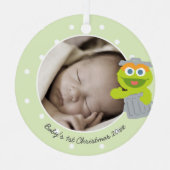 オスカー |ベビー初めてのクリスマス – 名前の追加 メタルオーナメント (正面)
