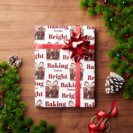 オススメのクリスマスのバター作り 写真入りギフト ラッピングペーパー