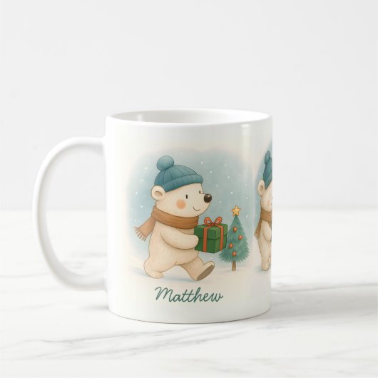オススメのクリスマスマグカップ 名前入れ可能 コーヒーマグカップ (左)