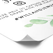 オススメの結婚式ハッシュタグ ウォーターカラーリーフサイン ポスター (角)