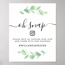 オススメの結婚式ハッシュタグ ウォーターカラーリーフサイン