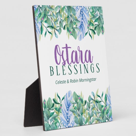 オスタラ春Equinoxの葉と羽異教の毛 フォトプラーク (側面)