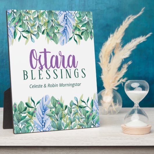 オスタラ春Equinoxの葉と羽異教の毛 フォトプラーク (側面)