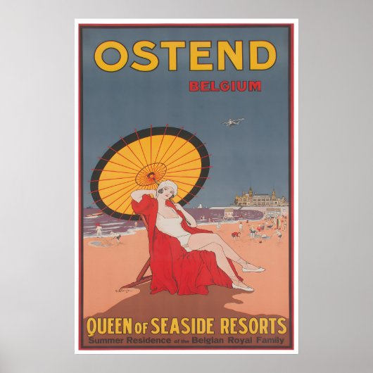 オスタンド旅行ポスター ベルギー ビーチ アートプリント ポスター (正面)