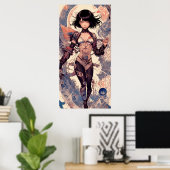 オスターリエンツォヴィンテージアートデジタルサムライガール ポスター (ホームオフィス)