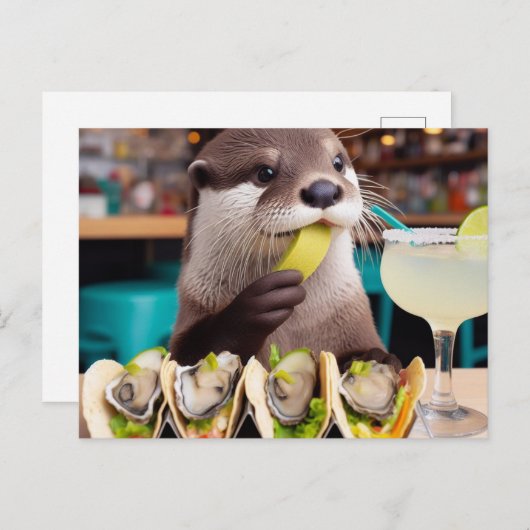 オスター・タコスとマルガリータのオーター ポストカード (正面/裏面)