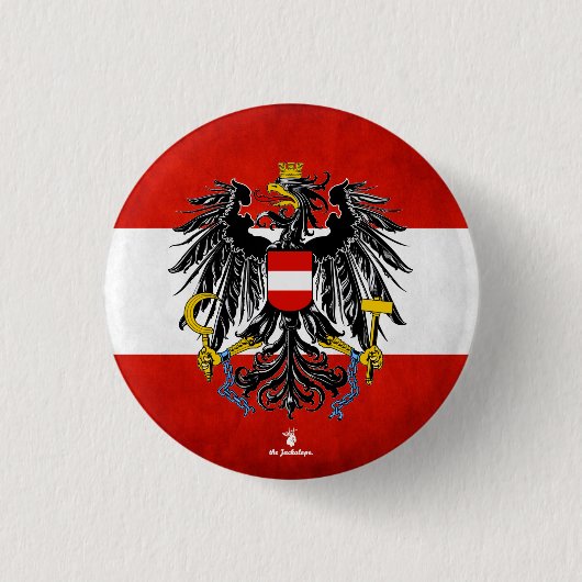 「オステライヒ1918/heute - Flagge mit Wappen... 缶バッジ (正面)