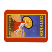 オステンドクイーンビーチ1920年代の美しい夏の旅行 マグネット (横)