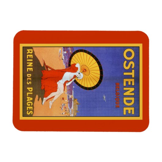 オステンドクイーンビーチ1920年代の美しい夏の旅行 マグネット (横)