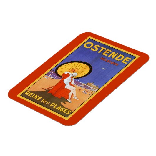 オステンドクイーンビーチ1920年代の美しい夏の旅行 マグネット (左側)